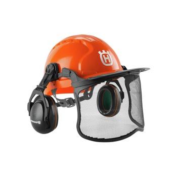 防护头具| Husqvarna的 592752601功能森林电锯头盔，金属网面罩-橙色